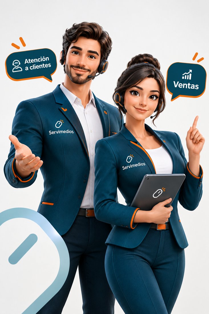 Equipo de agentes de IA de Servimedios para atención a clientes y ventas